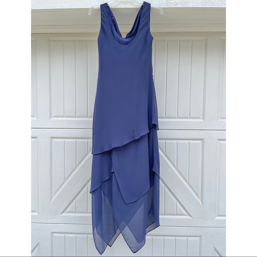 Xscape Joanne Chen Periwinkle Chiffon Beaded Formal Dress Size 4 - Picture 3 of 3